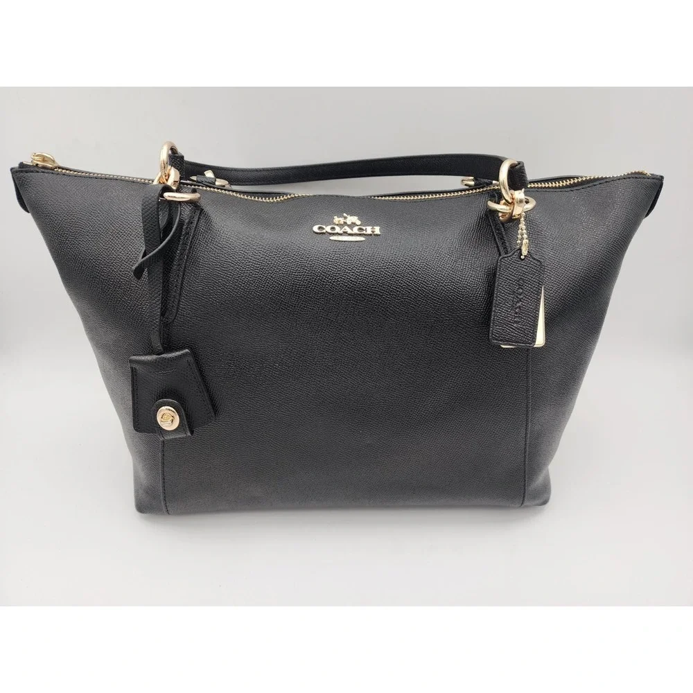 Coach Ava Tote Crossgrain Black Leather Shoulder Bag with Gold F57526 - Picture 13 of 15